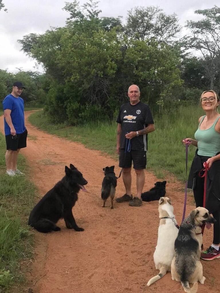 garry taking some of his clients and their dogs for a walk.